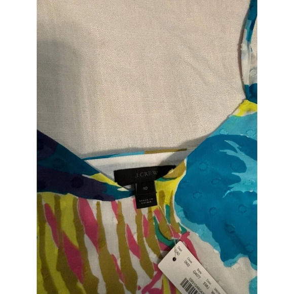 J. Crew Floral Tropical Peplum Tie Shoulder Tank Size 10 NEW - Picture 5 of 7